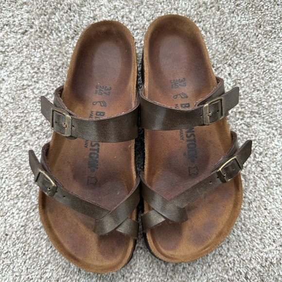 Birkenstock Mayari Brown Leather Flip Flops Shoes Size 37 - Picture 1 of 7